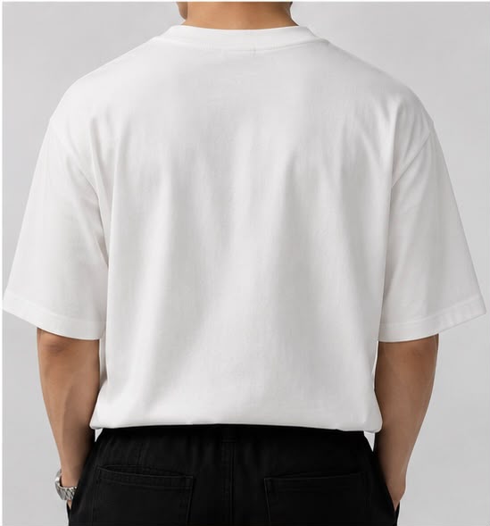 ROVIK Collar Print Oversized Tee – White