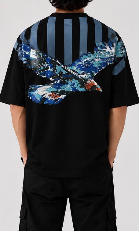 ROVIK Eagle Graphic Oversized Tee – Black