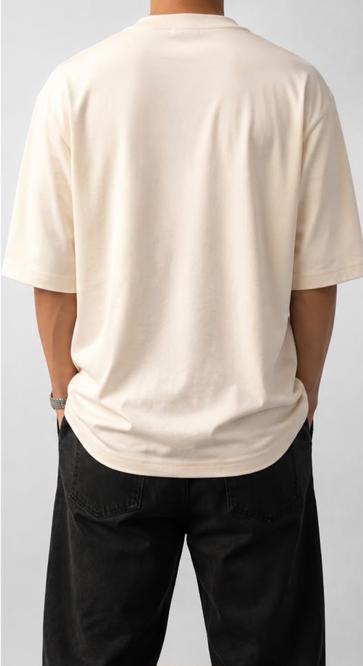 ROVIK Floral Logo Oversized Tee – Cream