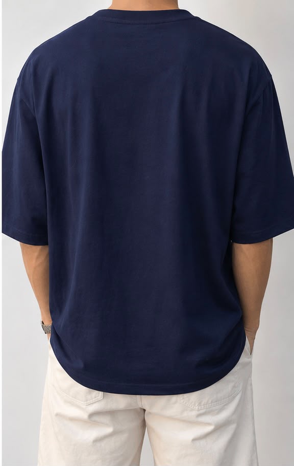 ROVIK Collegiate Arch Logo Oversized Tee – Navy Blue