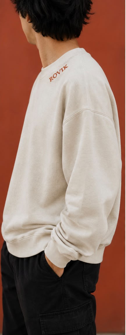 ROVIK Collar-Branded Sweatshirt – Off-White