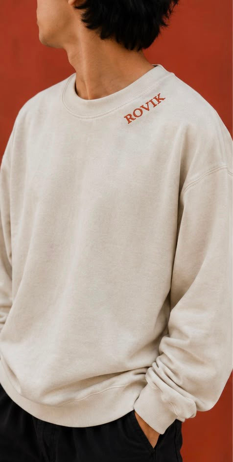 ROVIK Collar-Branded Sweatshirt – Off-White